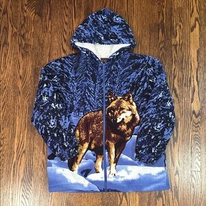 Fleece Zip Up Wolf Sweater